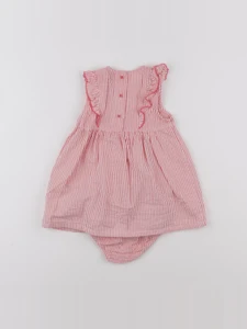 Cadet Rousselle - robe blanc, rose - 6 mois