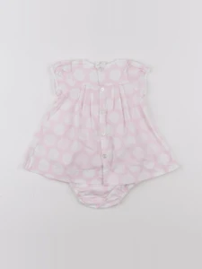 Jacadi - robe blanc, rose - 3 mois