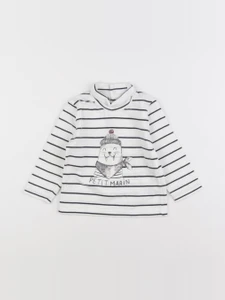 Vertbaudet - sous-pull blanc, bleu - 9 mois