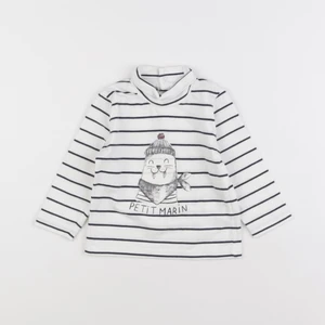 Vertbaudet - sous-pull blanc, bleu - 9 mois