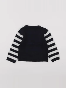 Vertbaudet - pull bleu, blanc - 12 mois