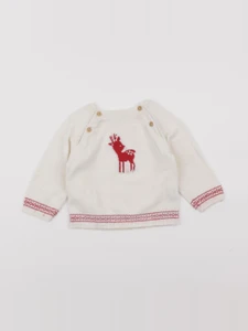 Boutchou - pull beige, rouge - 9 mois