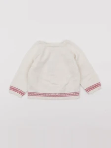 Boutchou - pull beige, rouge - 9 mois