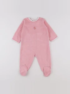Petit Bateau - pyjama velours rose - 12 mois