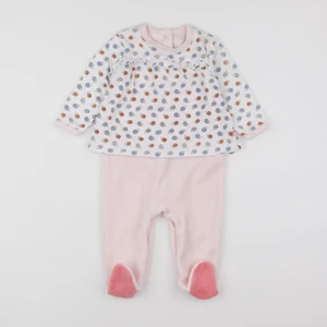 Cadet Rousselle - pyjama velours rose, blanc - 12 mois