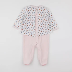 Cadet Rousselle - pyjama velours rose, blanc - 12 mois