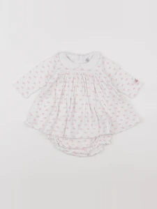 Petit Bateau - robe blanc, rose - 6 mois