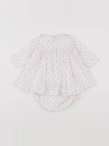 Petit Bateau - robe blanc, rose - 6 mois