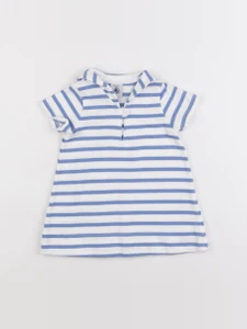 Petit Bateau - robe bleu, blanc - 6 mois