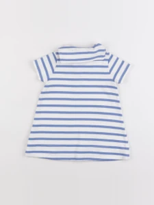 Petit Bateau - robe bleu, blanc - 6 mois