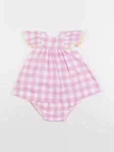 Jacadi - robe blanc, rose - 6 mois