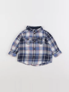 H&M - chemise blanc, bleu - 6 mois