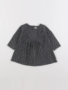 Vertbaudet - robe gris, or - 9 mois