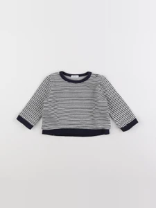 Boutchou - pull bleu, blanc - 9 mois