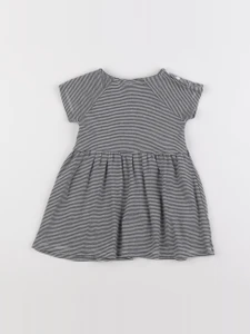 Petit Bateau - robe blanc, bleu - 12 mois