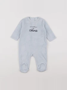 Vertbaudet - pyjama velours bleu - 6 mois
