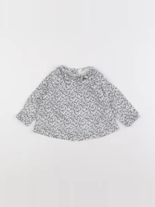 Cyrillus - blouse blanc, bleu - 12 mois