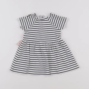 Petit Bateau - robe blanc, bleu - 6 mois