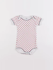 Petit Bateau - body blanc, rouge - 3 mois
