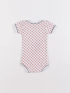 Petit Bateau - body blanc, rouge - 3 mois