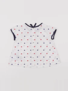 Jacadi - blouse blanc, bleu - 6 mois