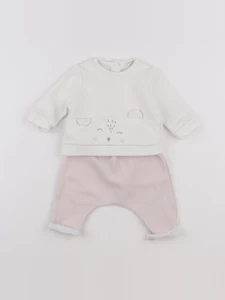 Vertbaudet - ensemble blanc, rose - 3 mois