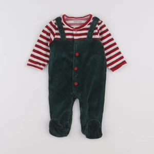 Vertbaudet - pyjama velours vert, rouge - 3 mois