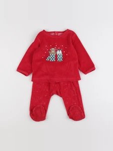 Vertbaudet - pyjama velours rouge - 12 mois