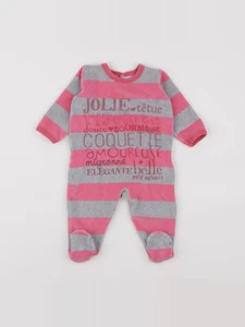 Petit Bateau - pyjama velours rose - 6 mois