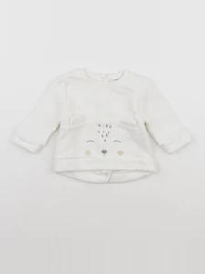 Vertbaudet - sweat blanc - 0/3 mois