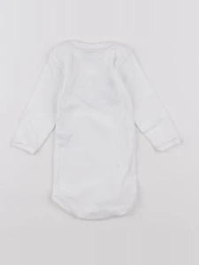Petit Bateau - body blanc, rose - 6 mois