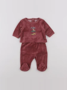 Vertbaudet - pyjama velours rouge - 0 mois