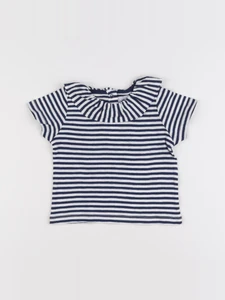 Petit Bateau - tee-shirt blanc, bleu - 6 mois