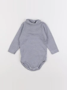 Petit Bateau - body à col gris - 12 mois