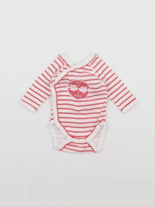 Petit Bateau - body rouge, blanc - 0 mois