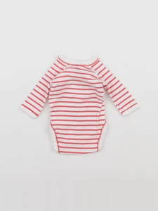 Petit Bateau - body rouge, blanc - 0 mois