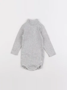 Petit Bateau - body à col gris - 6 mois