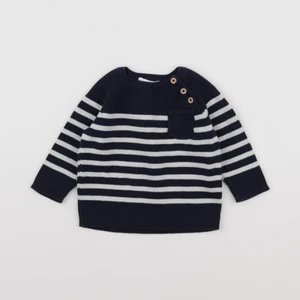 Vertbaudet - pull blanc, bleu - 6 mois