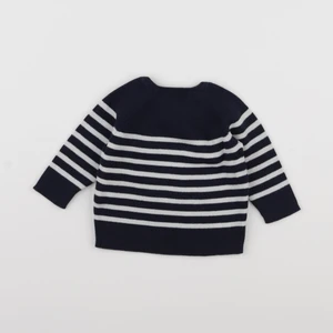 Vertbaudet - pull blanc, bleu - 6 mois