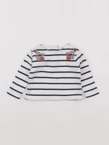 Boutchou - tee-shirt blanc, bleu - 6 mois