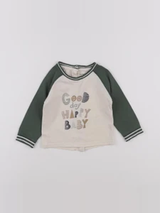 Vertbaudet - tee-shirt beige, vert - 9 mois