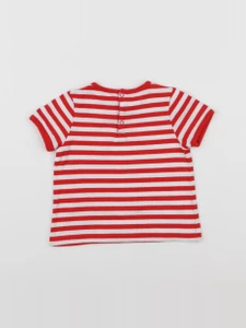 Petit Bateau - tee-shirt blanc, rouge - 12 mois