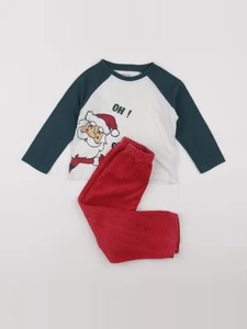 Vertbaudet - pyjama velours rouge, vert - 3 ans