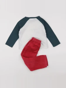 Vertbaudet - pyjama velours rouge, vert - 3 ans