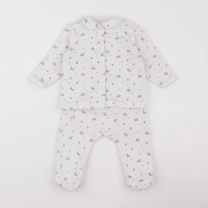 Vertbaudet - pyjama velours blanc - 9 mois