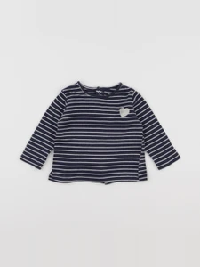 Vertbaudet - tee-shirt blanc, bleu - 6 mois