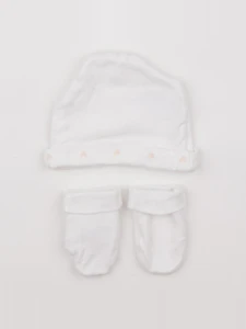 Vertbaudet - ensemble bonnet/moufles blanc - 9/12 mois