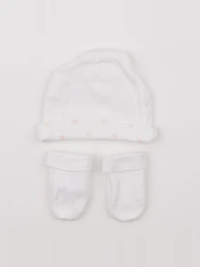 Vertbaudet - ensemble bonnet/moufles blanc - 9/12 mois