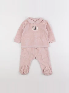 Vertbaudet - pyjama velours rose - 12 mois