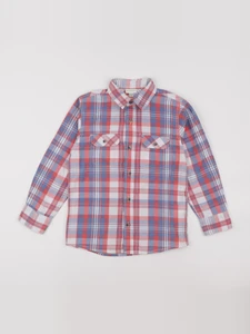 Vertbaudet - chemise blanc, bleu, rouge - 8 ans